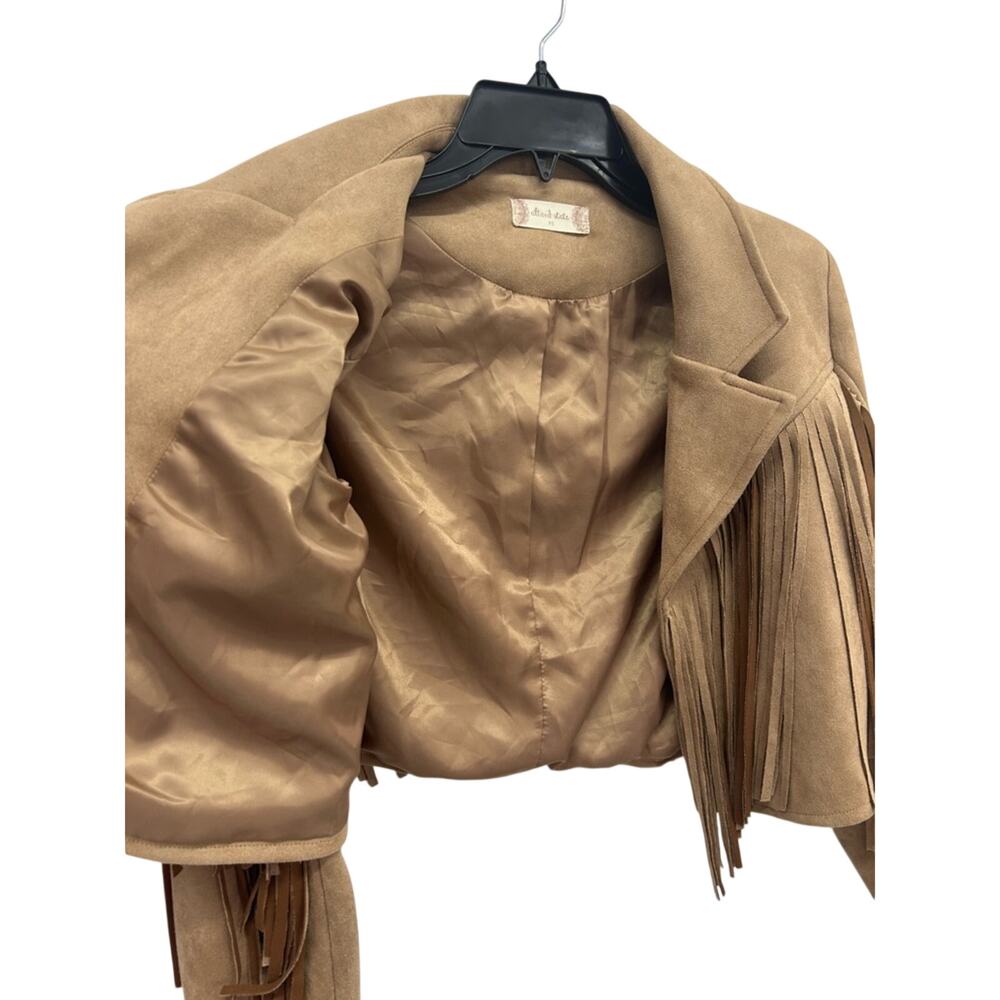 NWOT Altar’d State Women’s Fringe Suede Cropped Tan Jacket Size XS - Picture 2 of 3